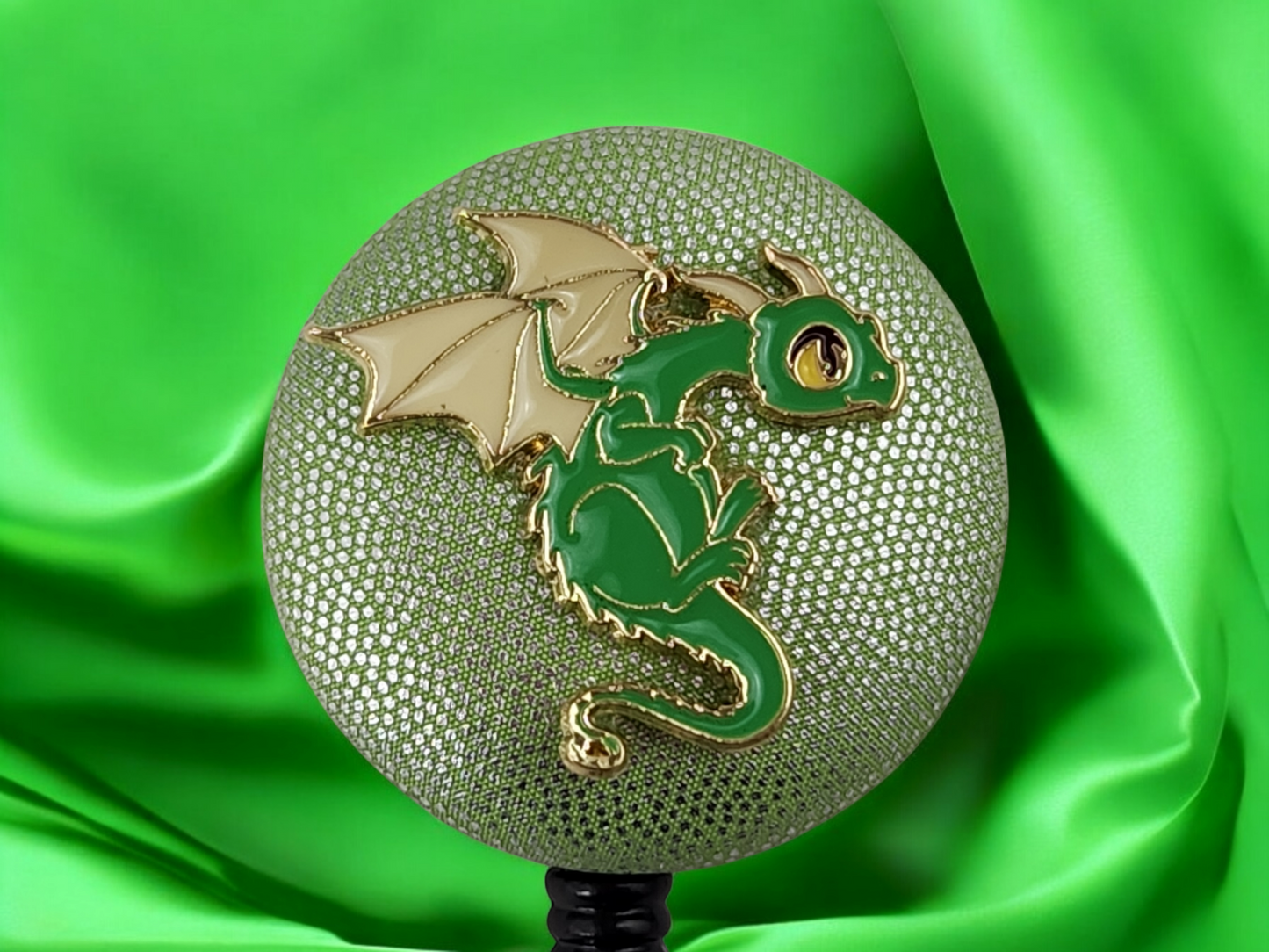 Cute Green Dragon Badge Reel - Perfect for Gamers