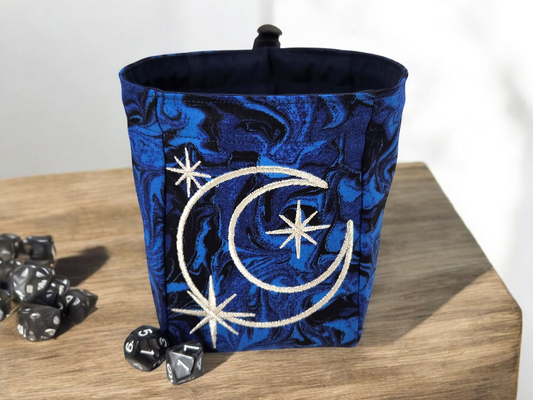 Night Sky Dice Bag - Handmade with Stars & Moon