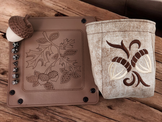 Handmade Dice Bag & Collapsible Dice Tray Set