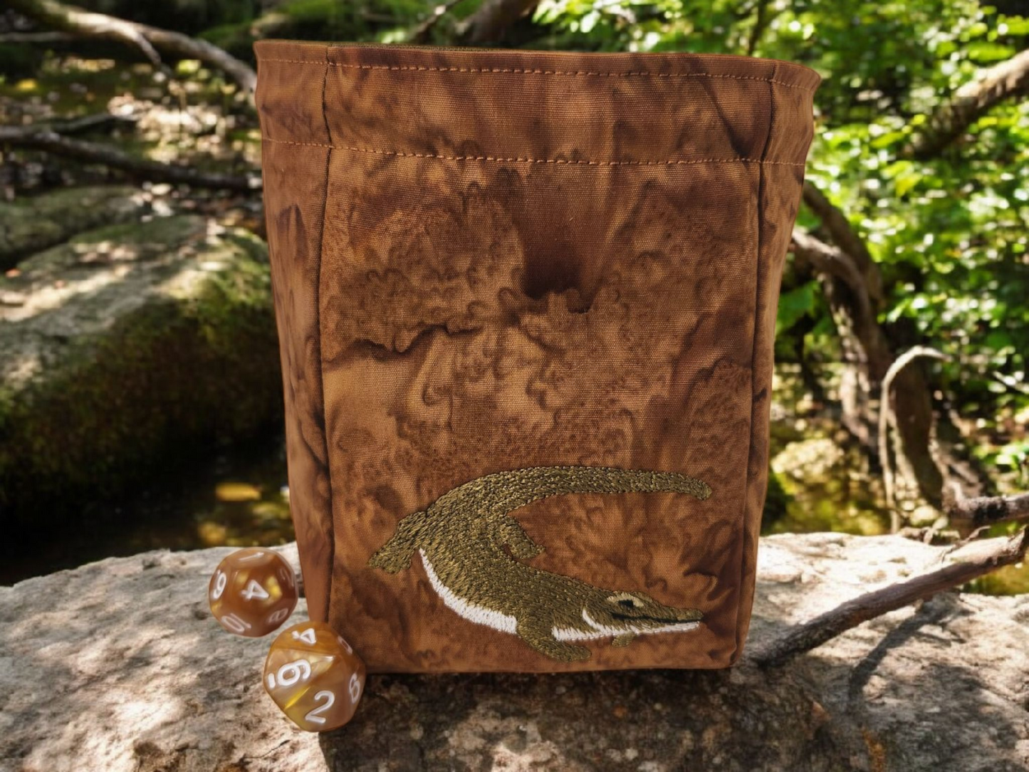 Crocodile dice bag
