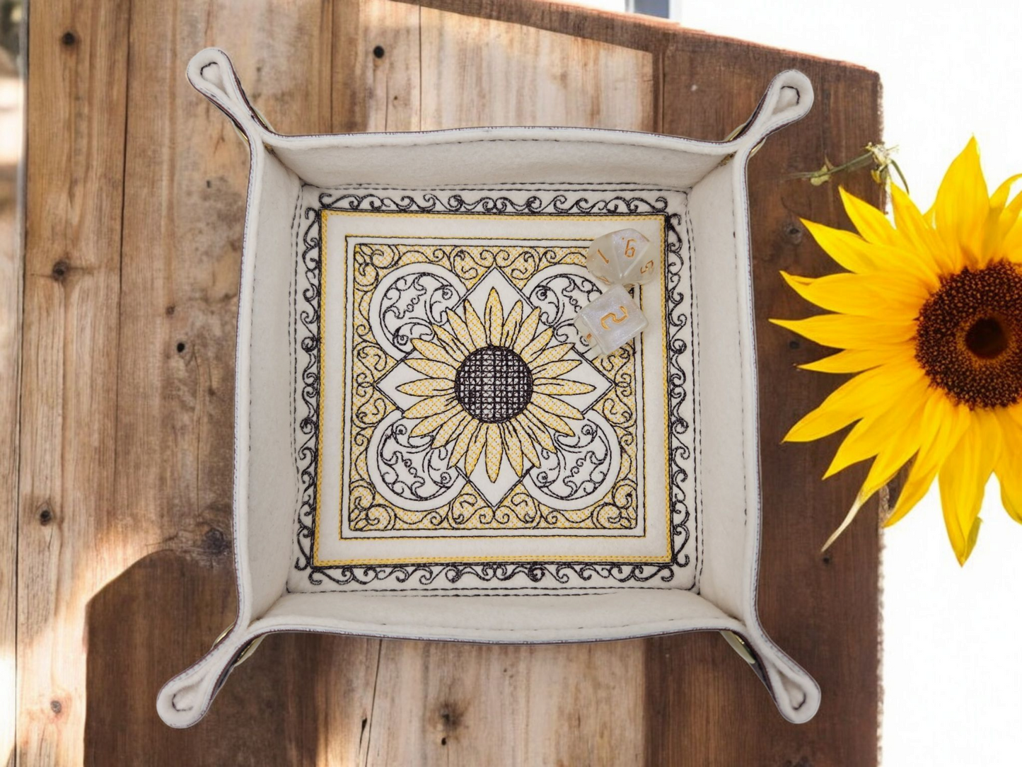 Decorative Sunflower dice tray