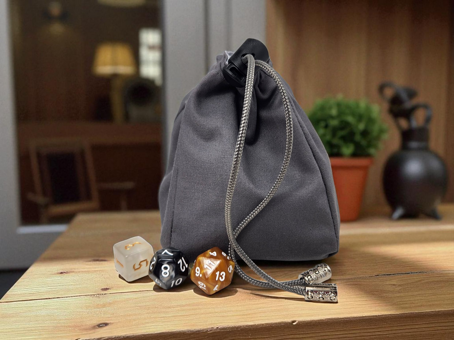 Raven, skull and magic dice bag