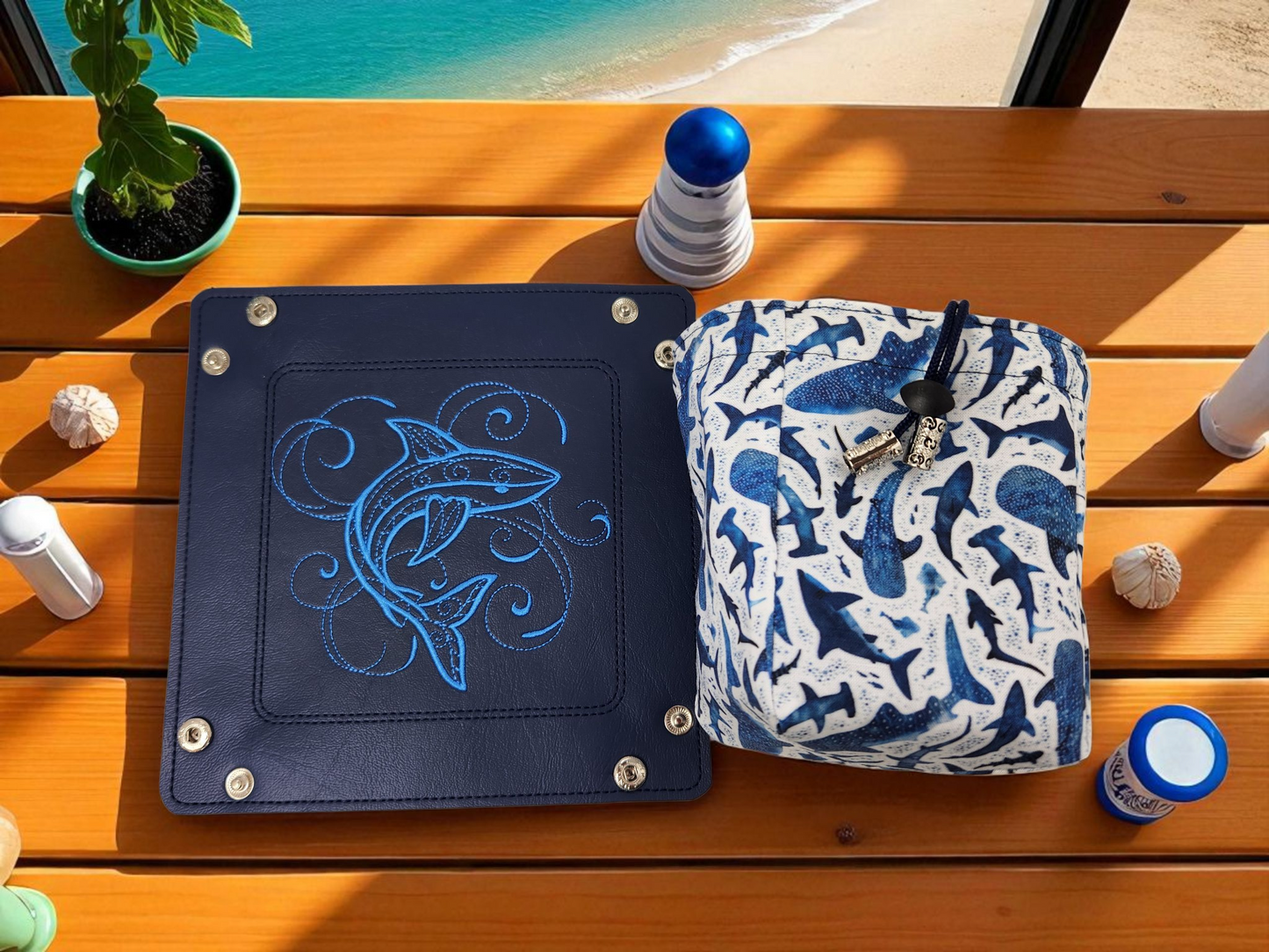 Shark gift set, dice tray and dice bag
