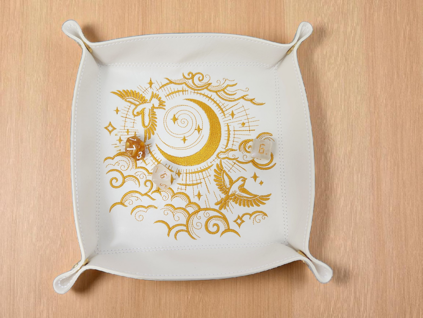 Large dice tray, celestial scene with doves