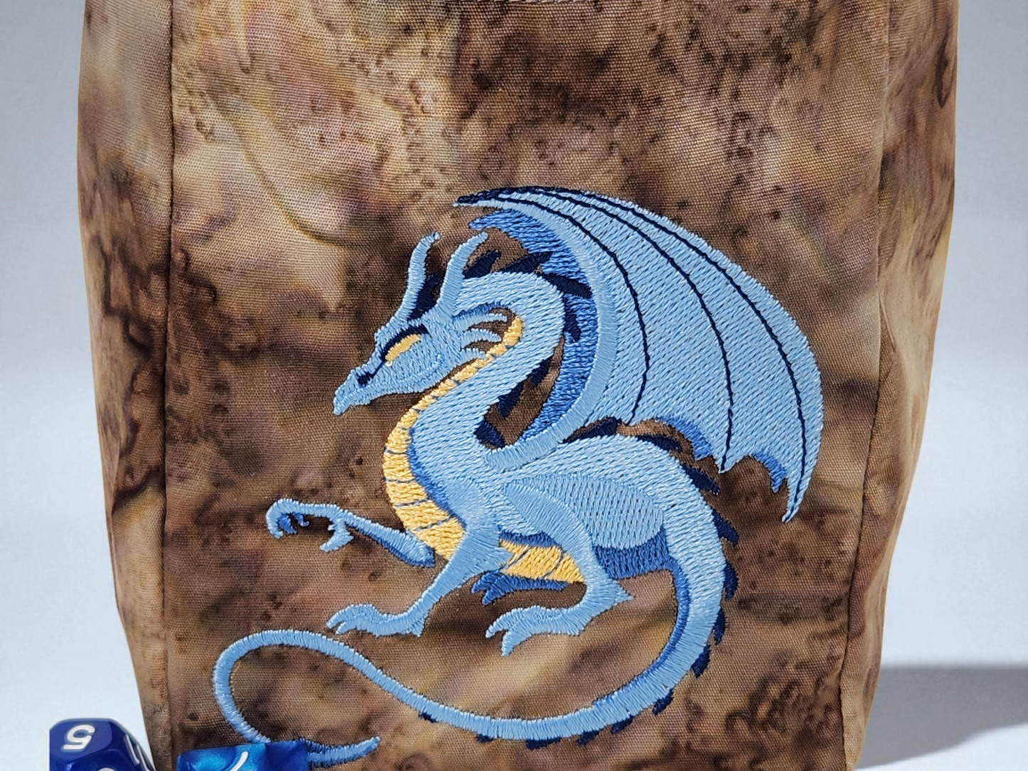 Majestic blue dragon dice bag, extra large