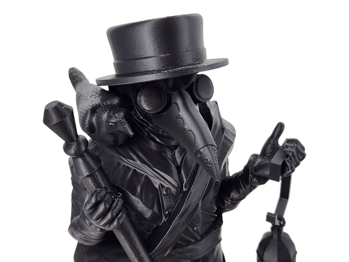 Plague doctor gift set, dice tower, dice bag and set of dice.