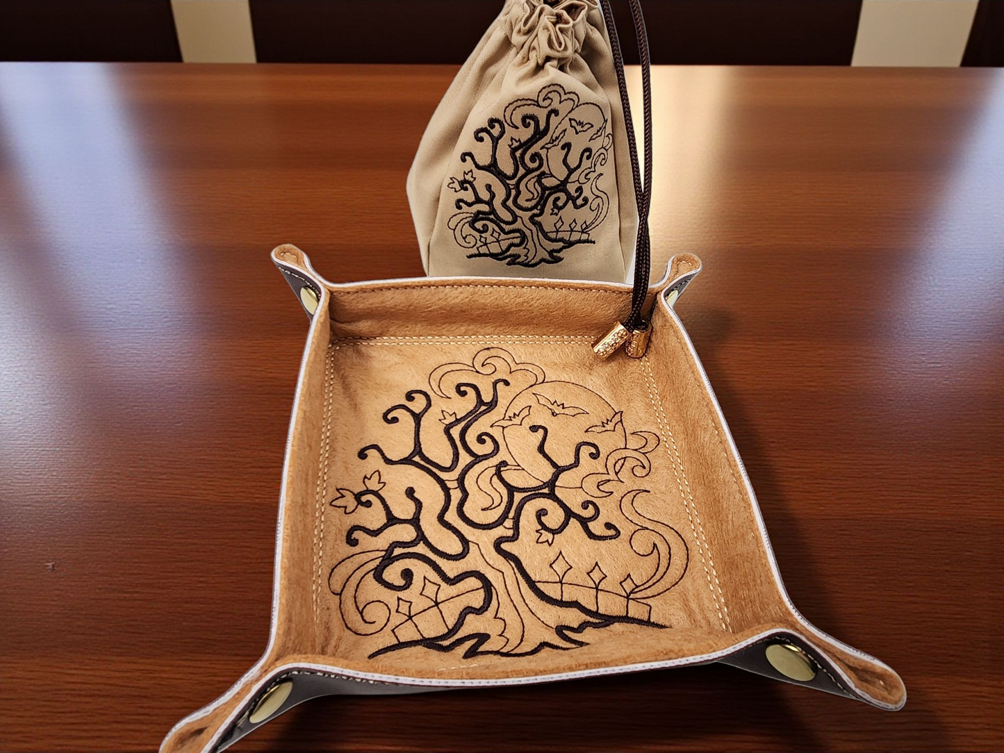 Creepy tree gift set, dice tower, dice bag and dice tray