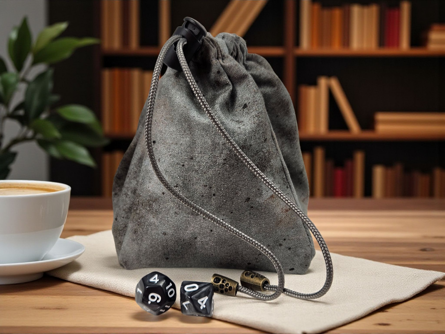 Frazzle cat gift set, dice bag and dice tray.