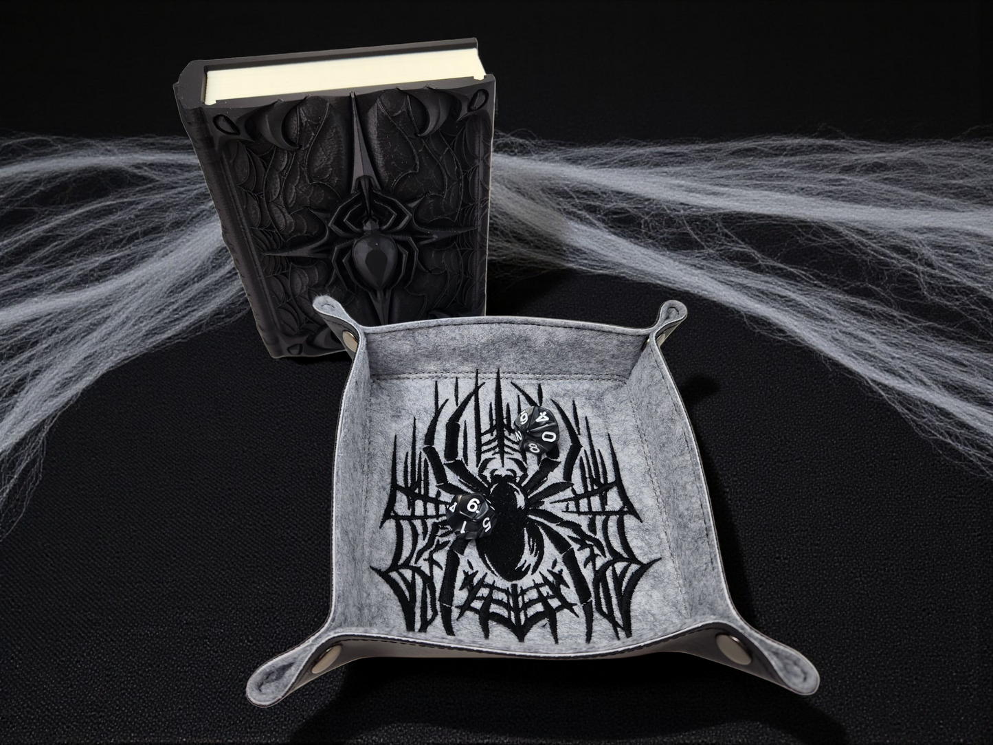 Spider gift set, spider dice tray and spider dice tome