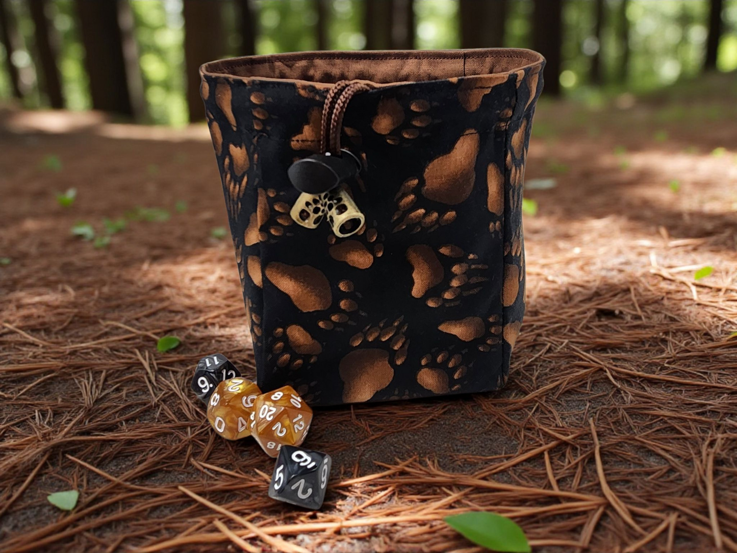Brown bear dice bag