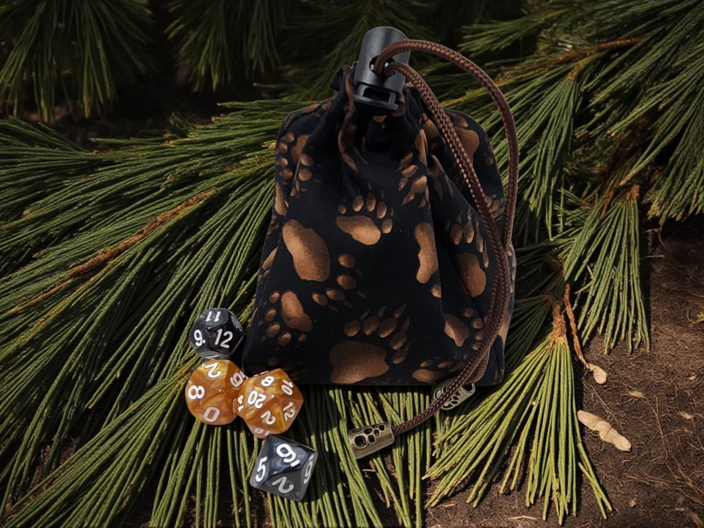 Brown bear dice bag