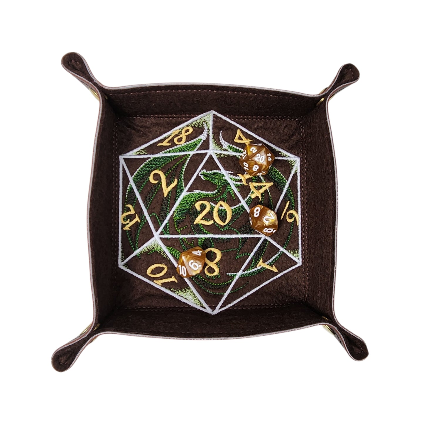 Dice Tray- D20 with dragon design