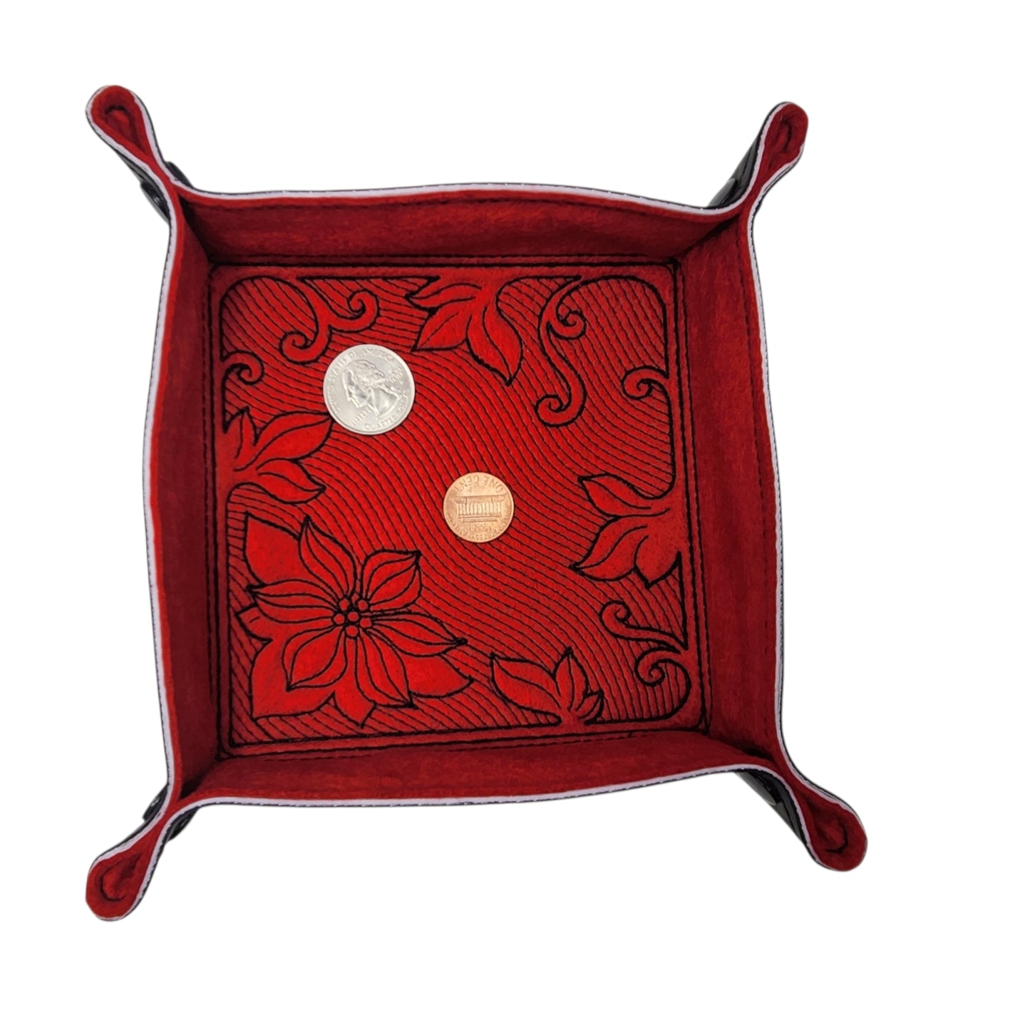 Poinsettia dice tray