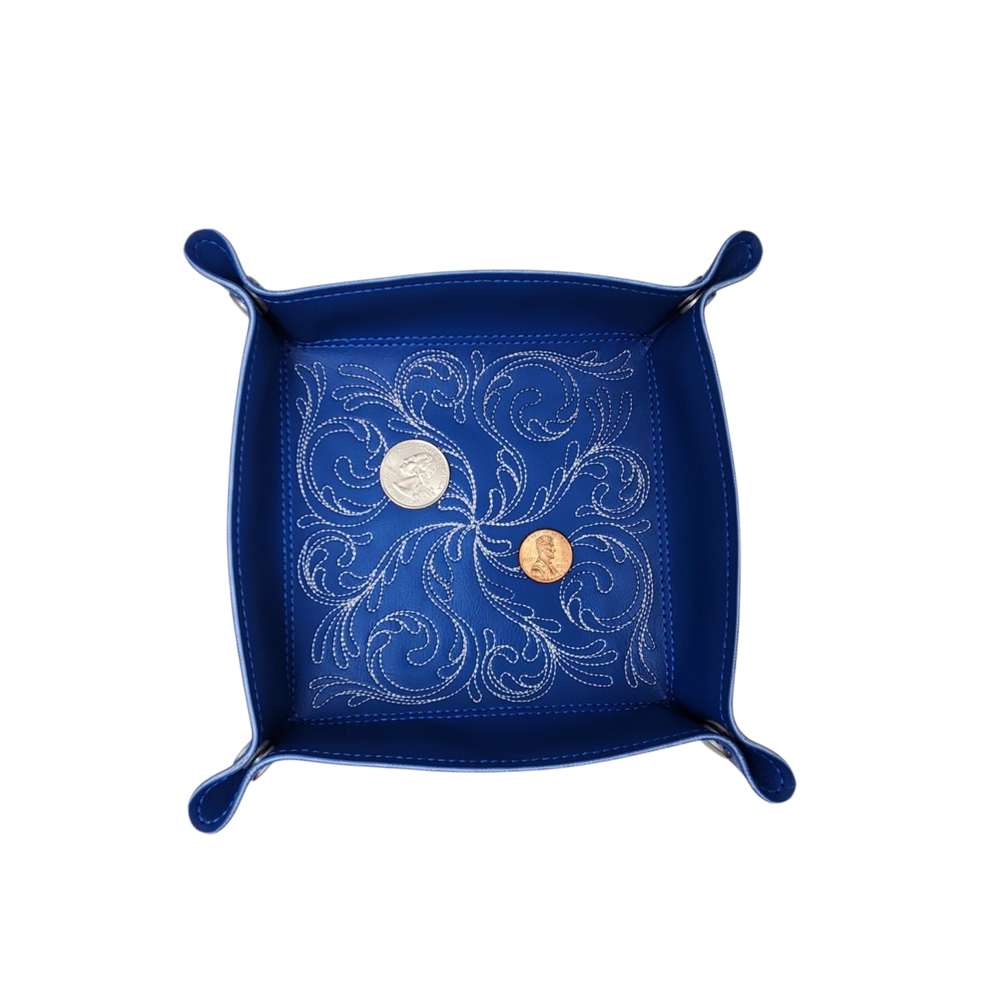 Collapsible Dice Rolling Tray with a swirl in a featherily design.