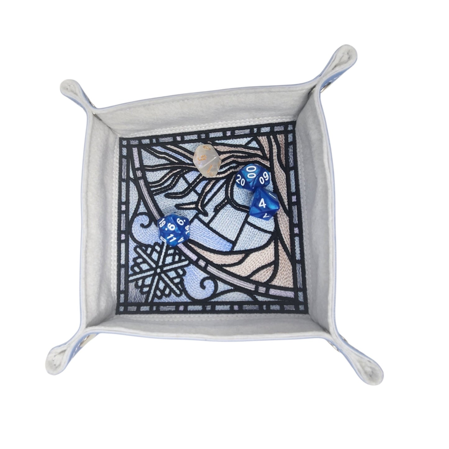 Winter time dice tray, stained glass design