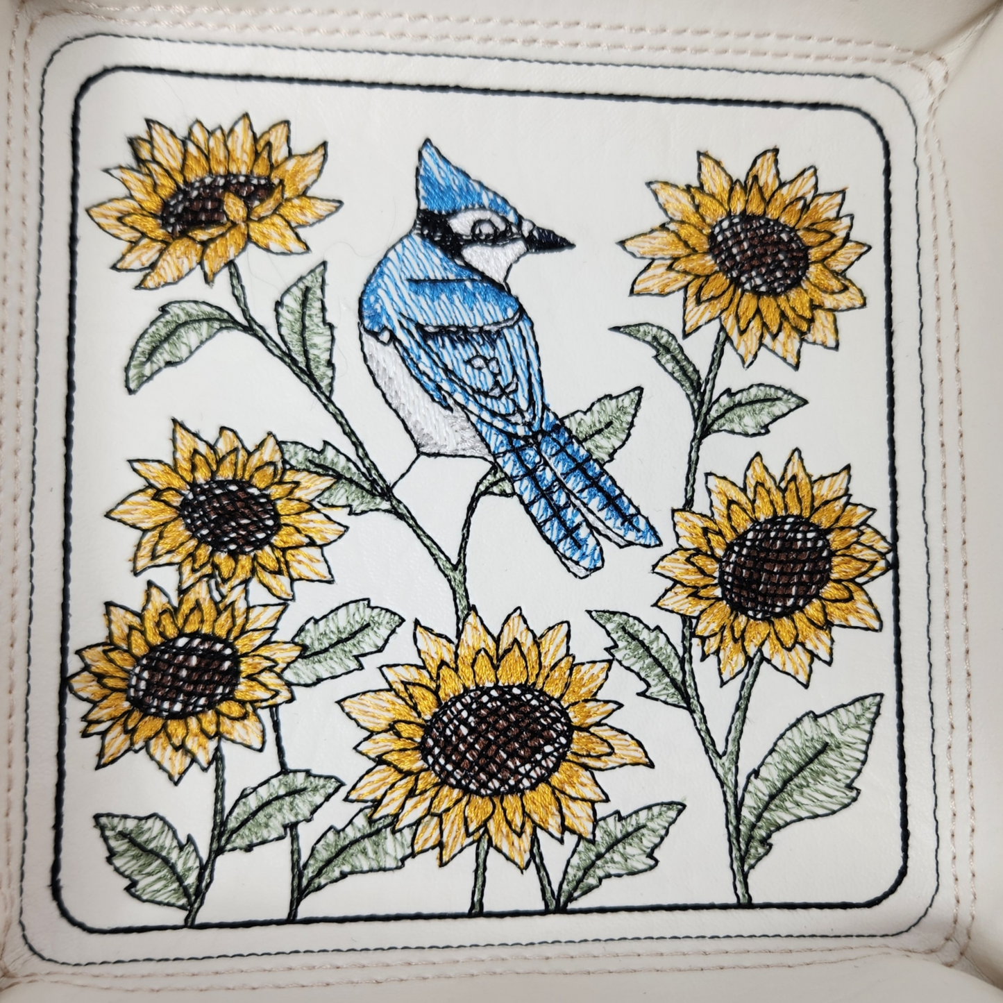 Blue Jay & Sunflower Dice Tray for Gaming Fun