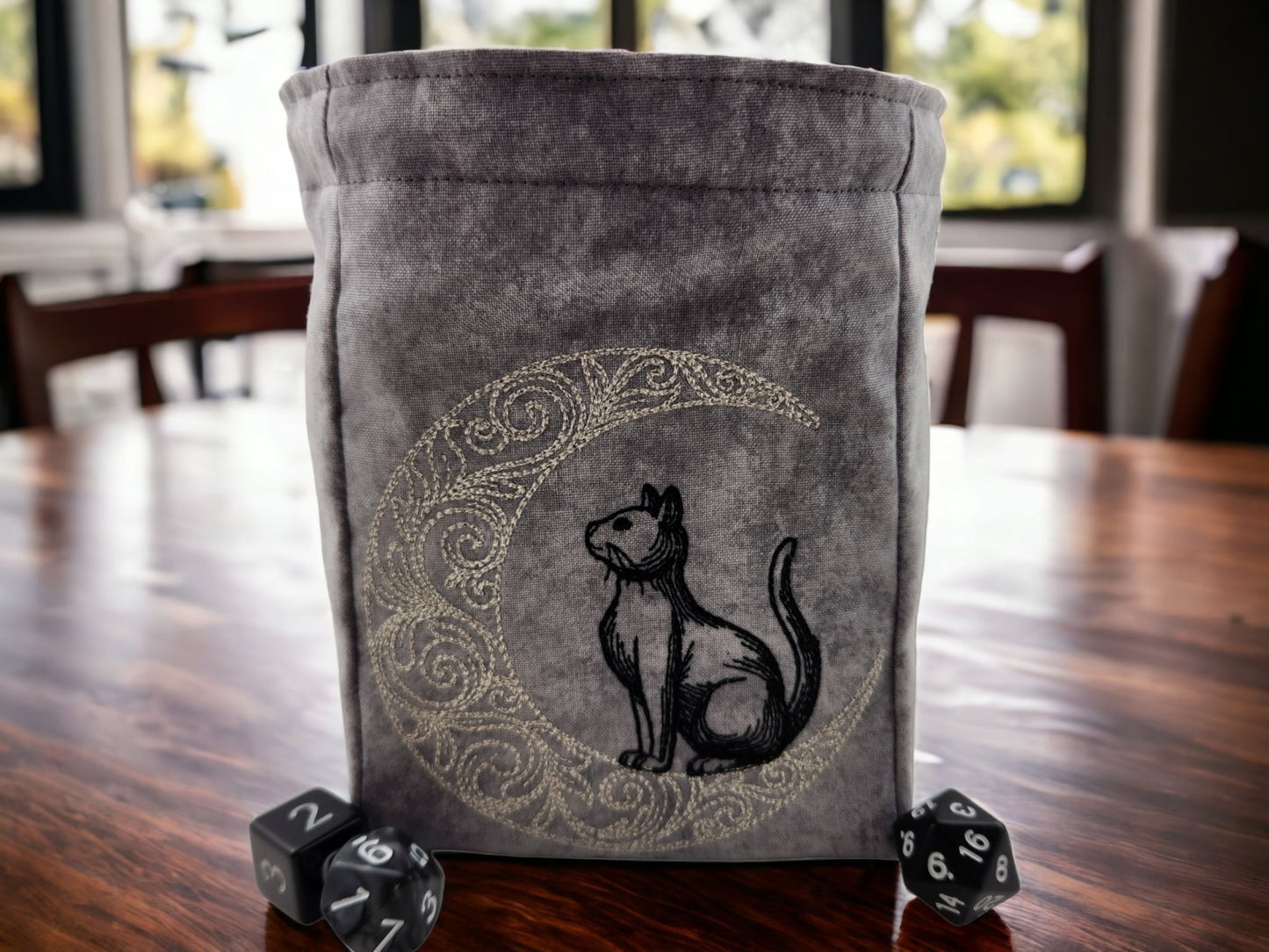 Cat and Moon Dice Bag - Rowan Gate
