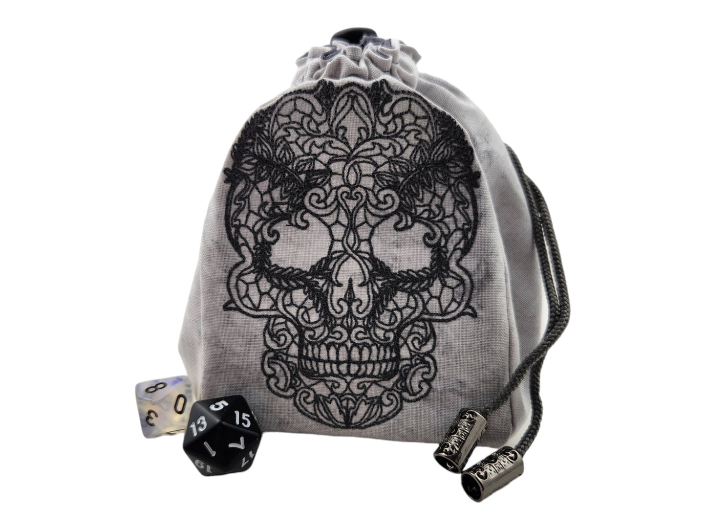 dice bag, decorative skull game pouch - Rowan Gate