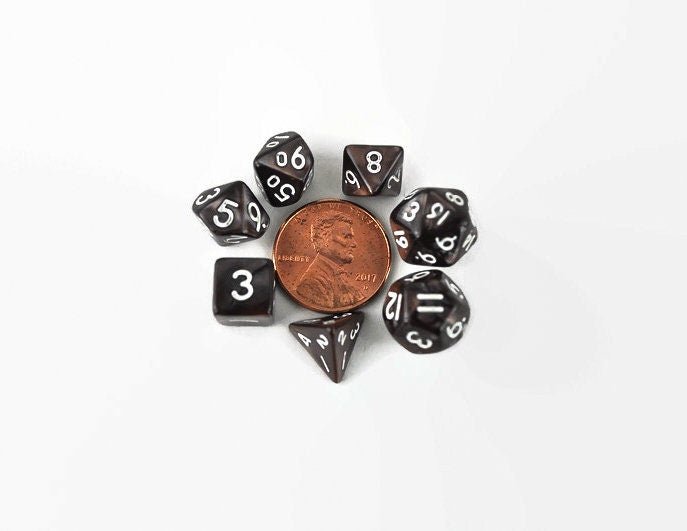dnd mini dice set, dark brown - Rowan Gate