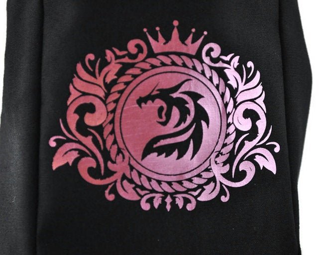 Dragon bust dice bag, metallic pink - Rowan Gate