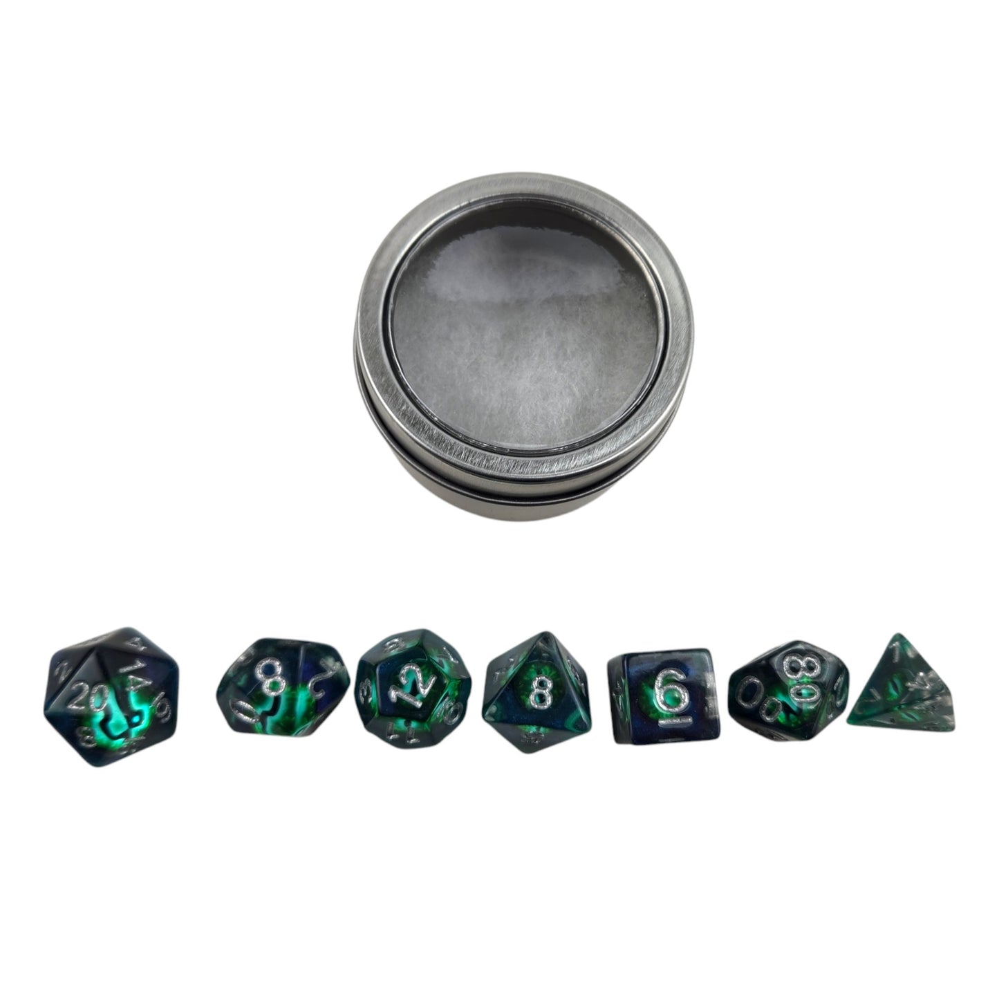 Dragon Eye Dice Set (blue/green) - Rowan Gate