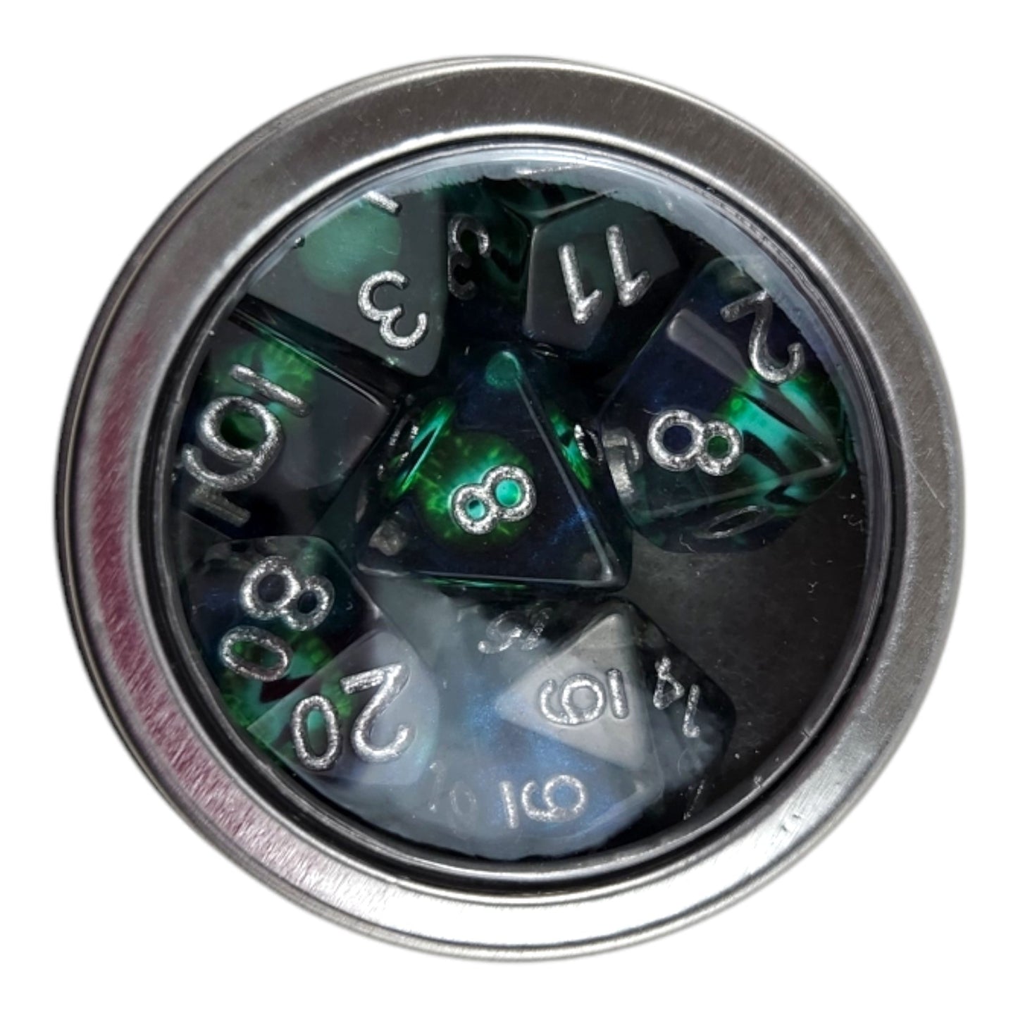 Dragon Eye Dice Set (blue/green) - Rowan Gate
