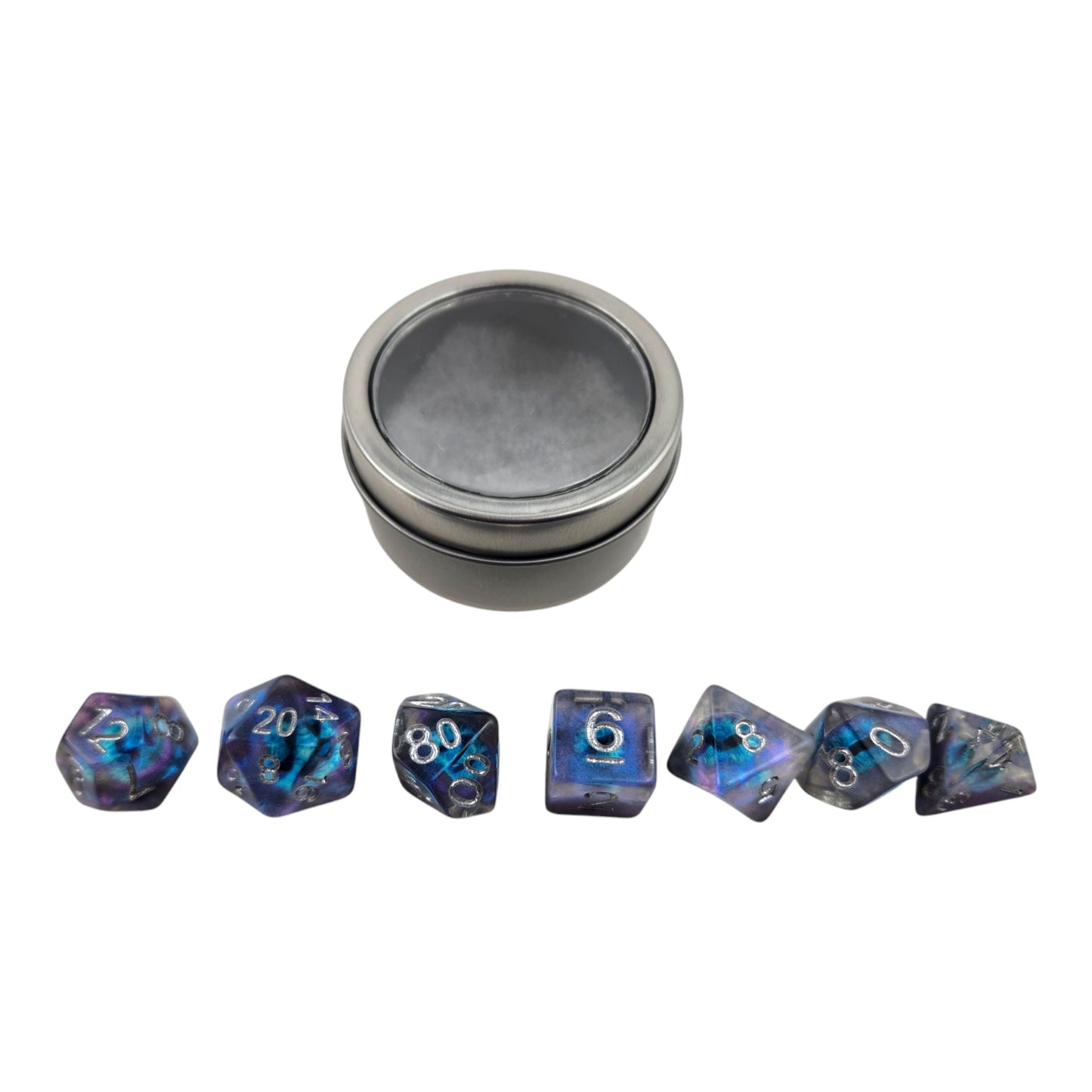 Dragon Eye Dice Set (purple/blue/teal) - Rowan Gate