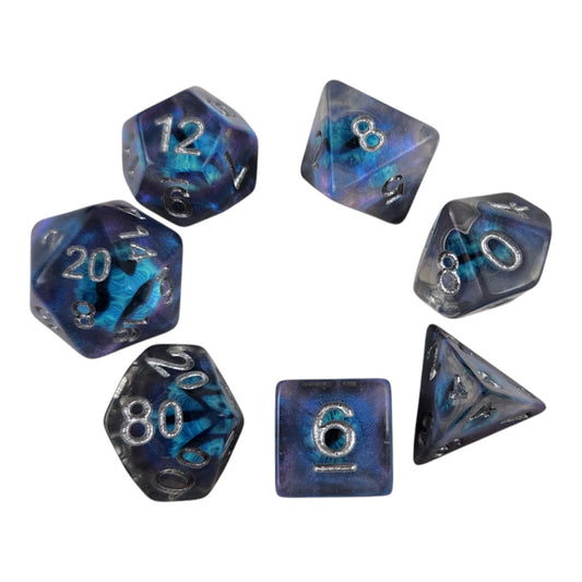 Dragon Eye Dice Set (purple/blue/teal) - Rowan Gate