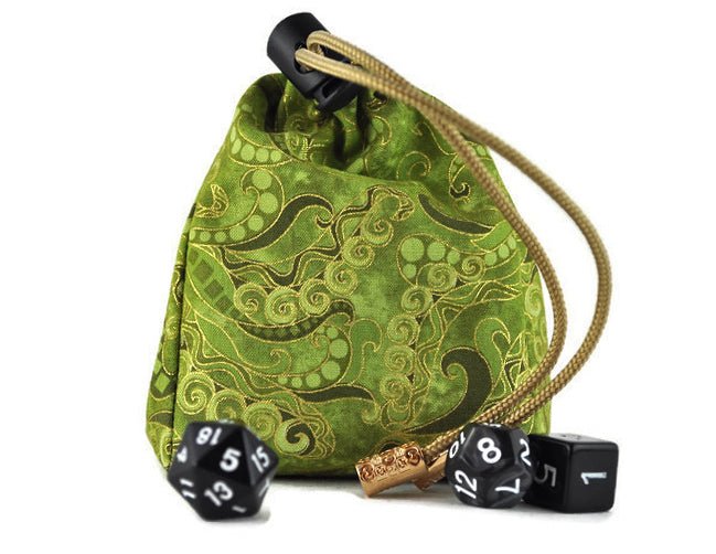 Green and gold dice bag - Rowan Gate