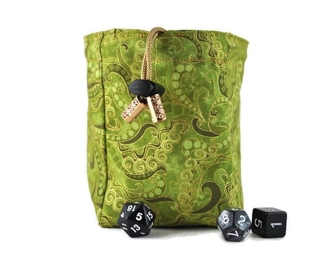 Green and gold dice bag - Rowan Gate