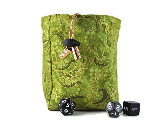 Green and gold dice bag - Rowan Gate