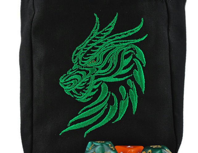 Green dragon bust dice bag - Rowan Gate