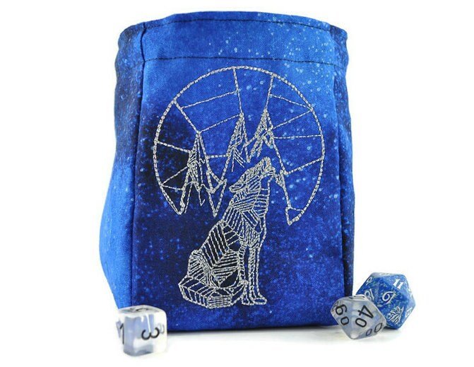 Howling wolf dice bag - Rowan Gate