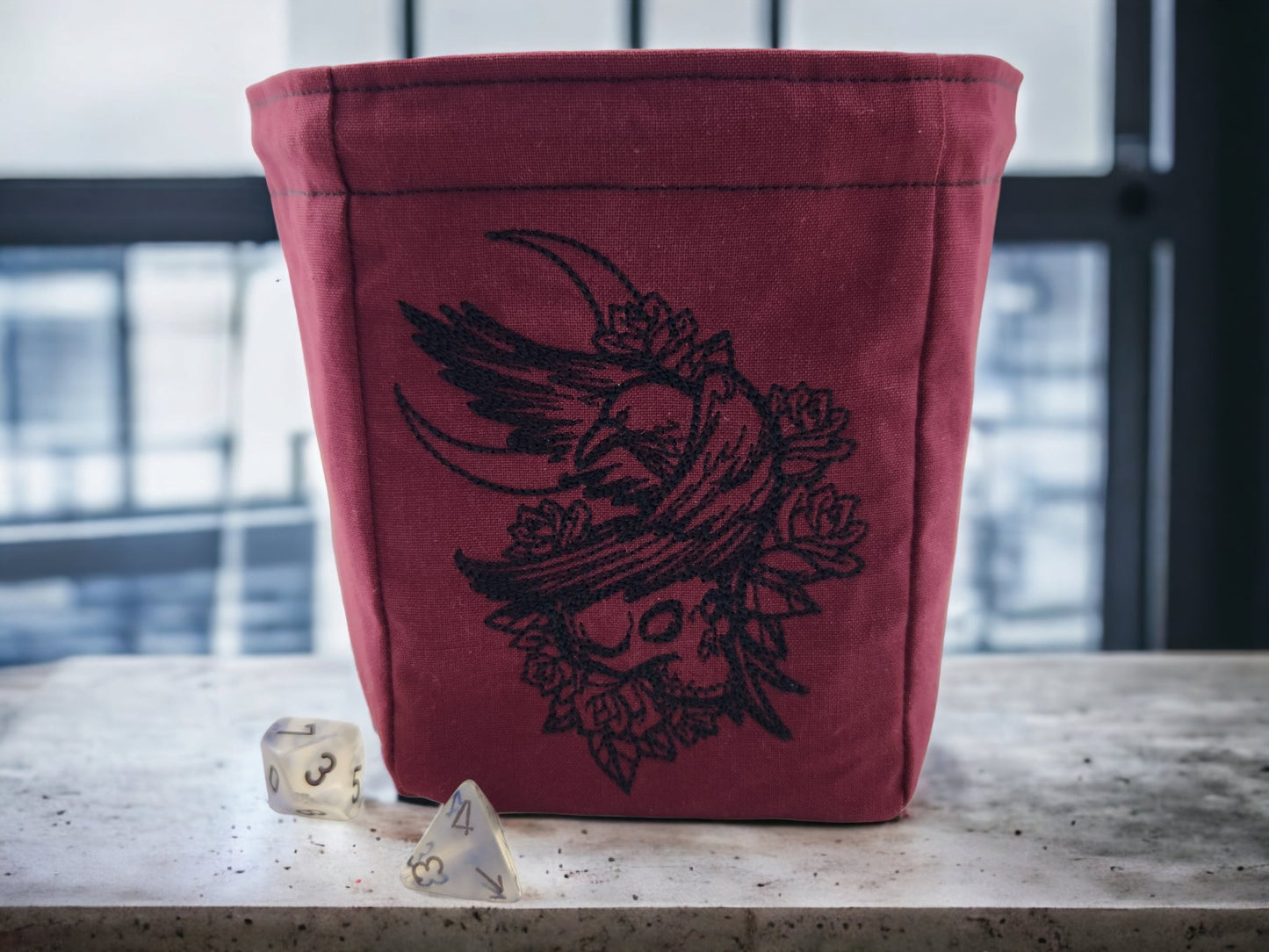 Raven, skull and moon dice bag - Rowan Gate