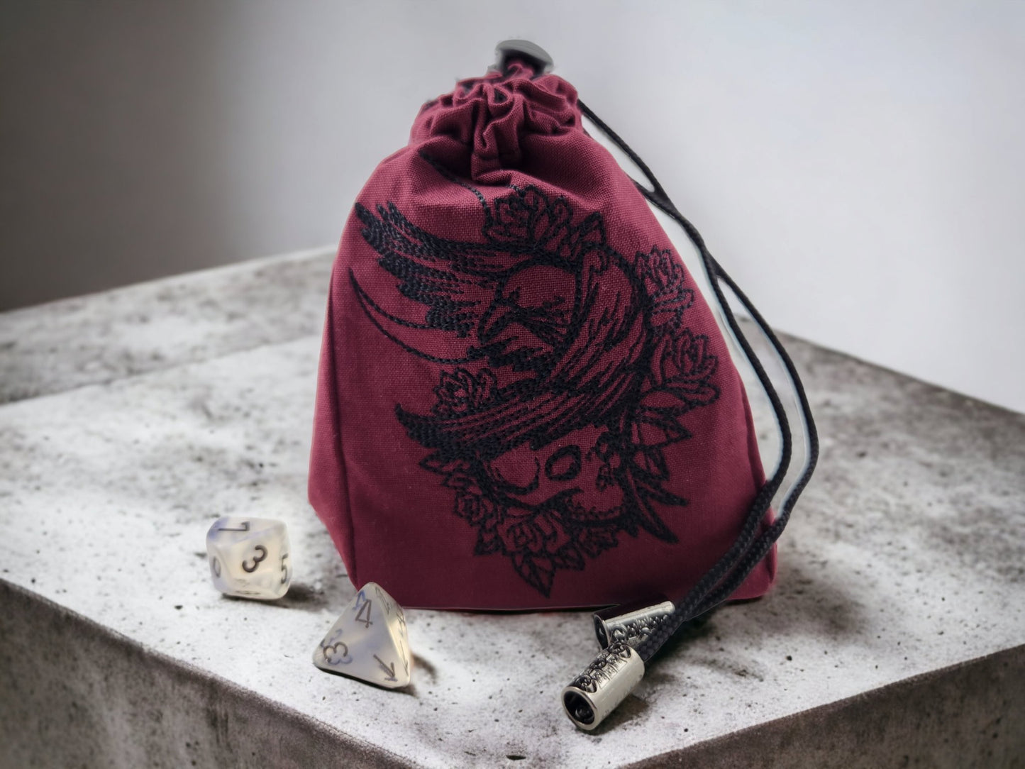 Raven, skull and moon dice bag - Rowan Gate