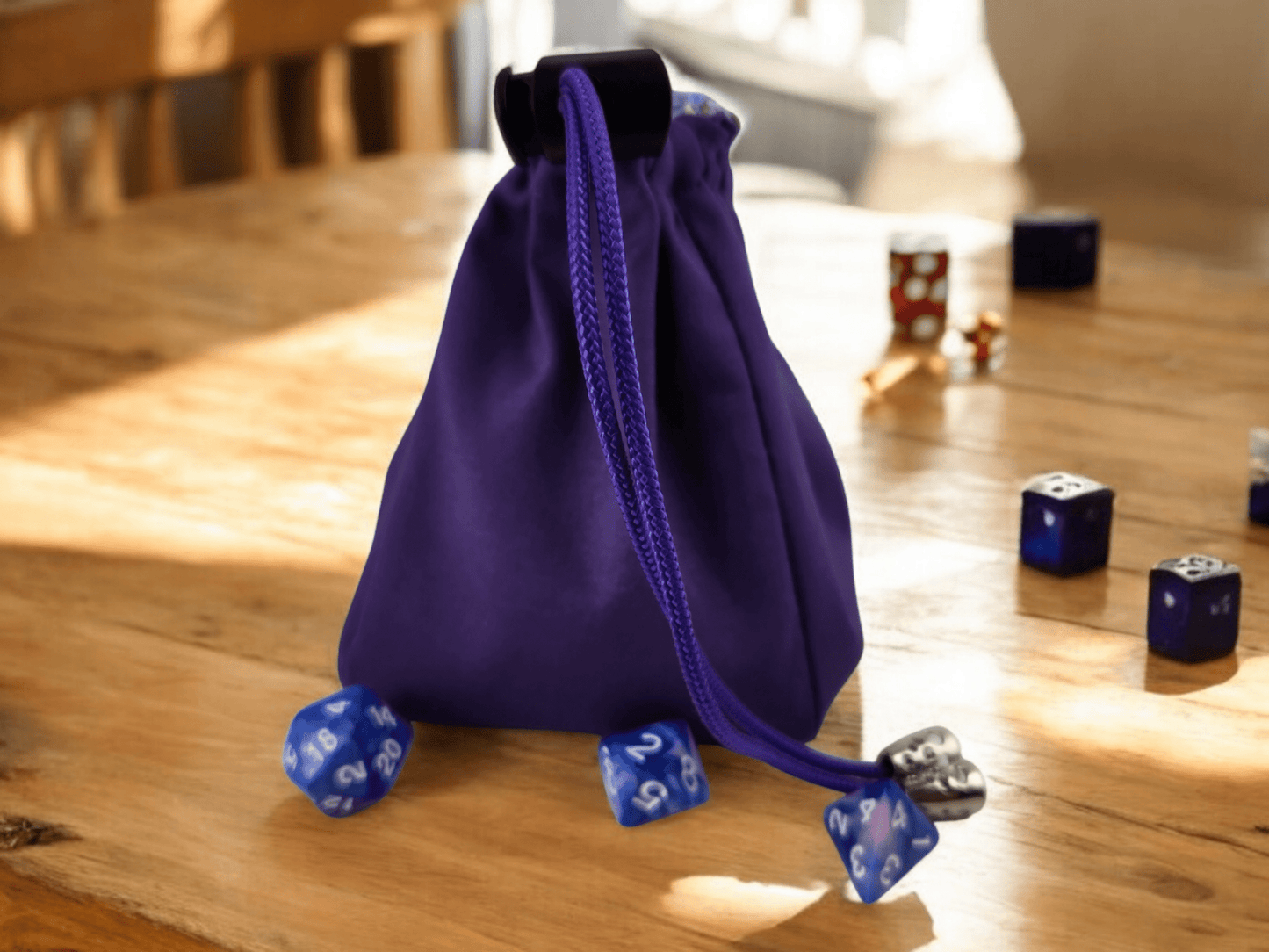 Role playing dice bag in light blue, TTRPG - Rowan Gate