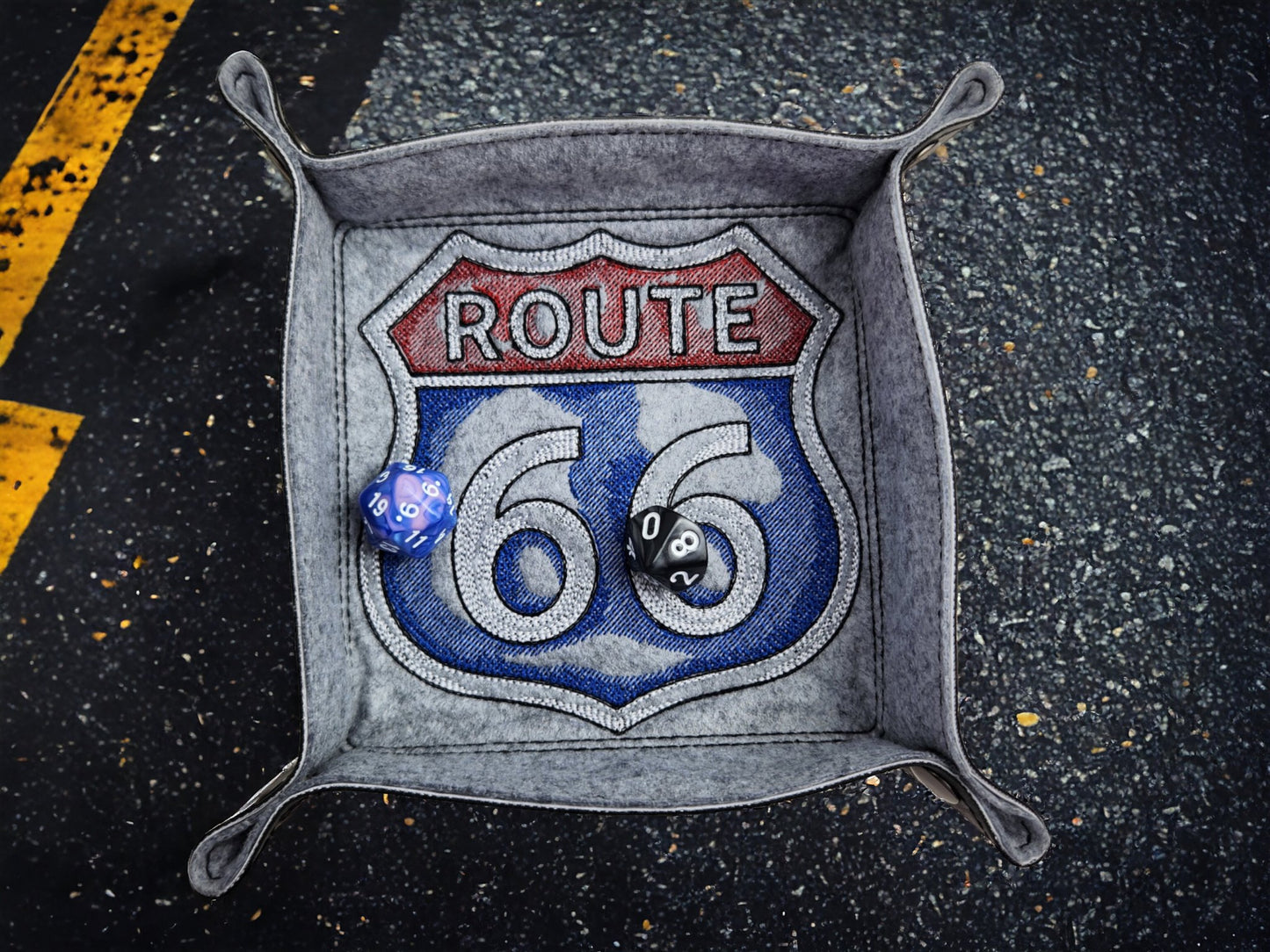 Route 66 sign dice tray - Rowan Gate