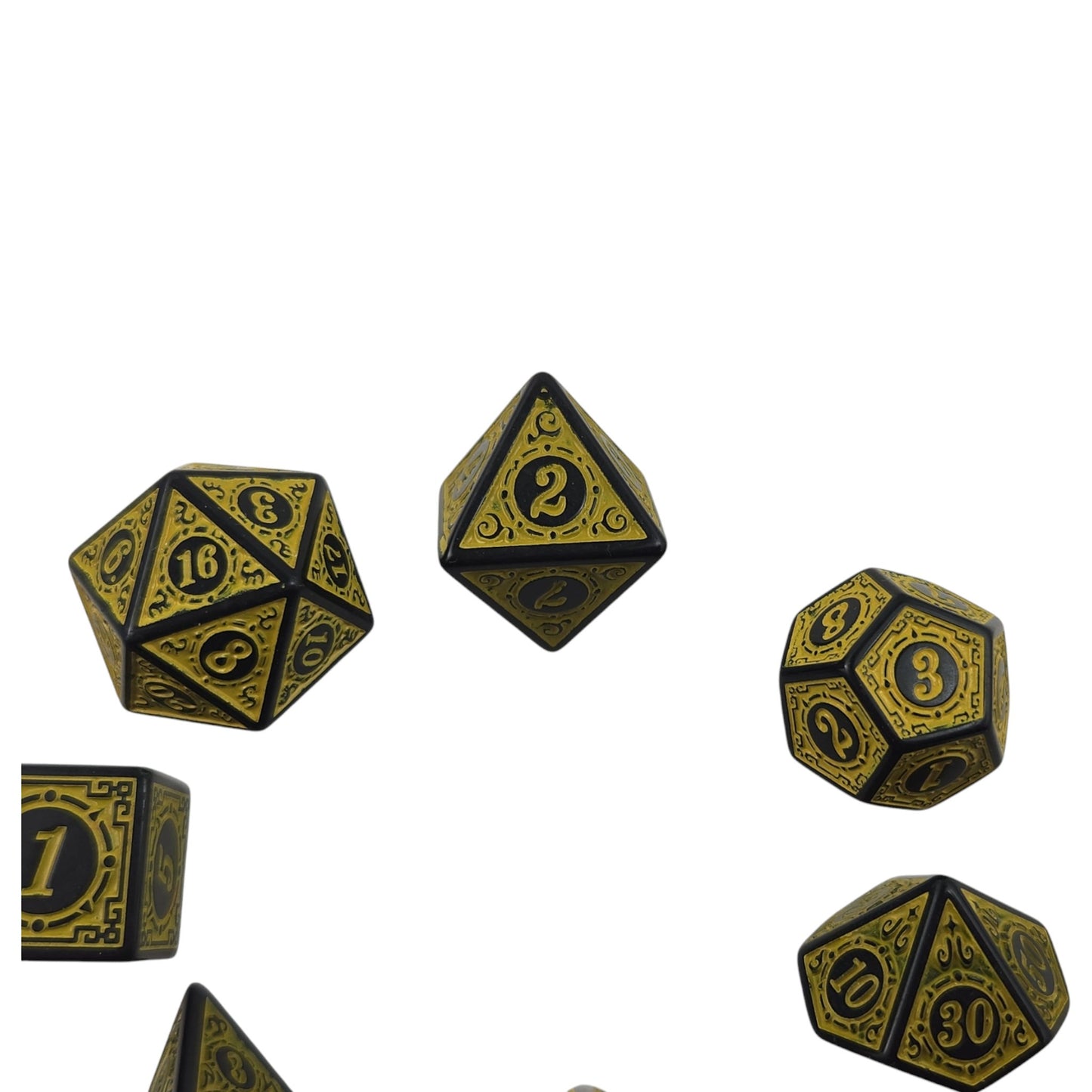 Yellow and Black Decorative Dice Set - Rowan Gate