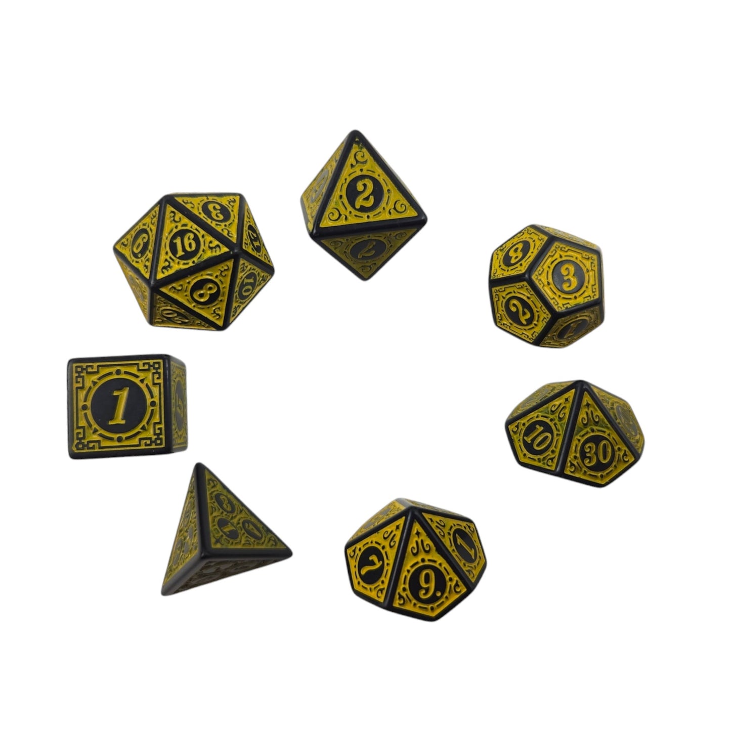 Yellow and Black Decorative Dice Set - Rowan Gate