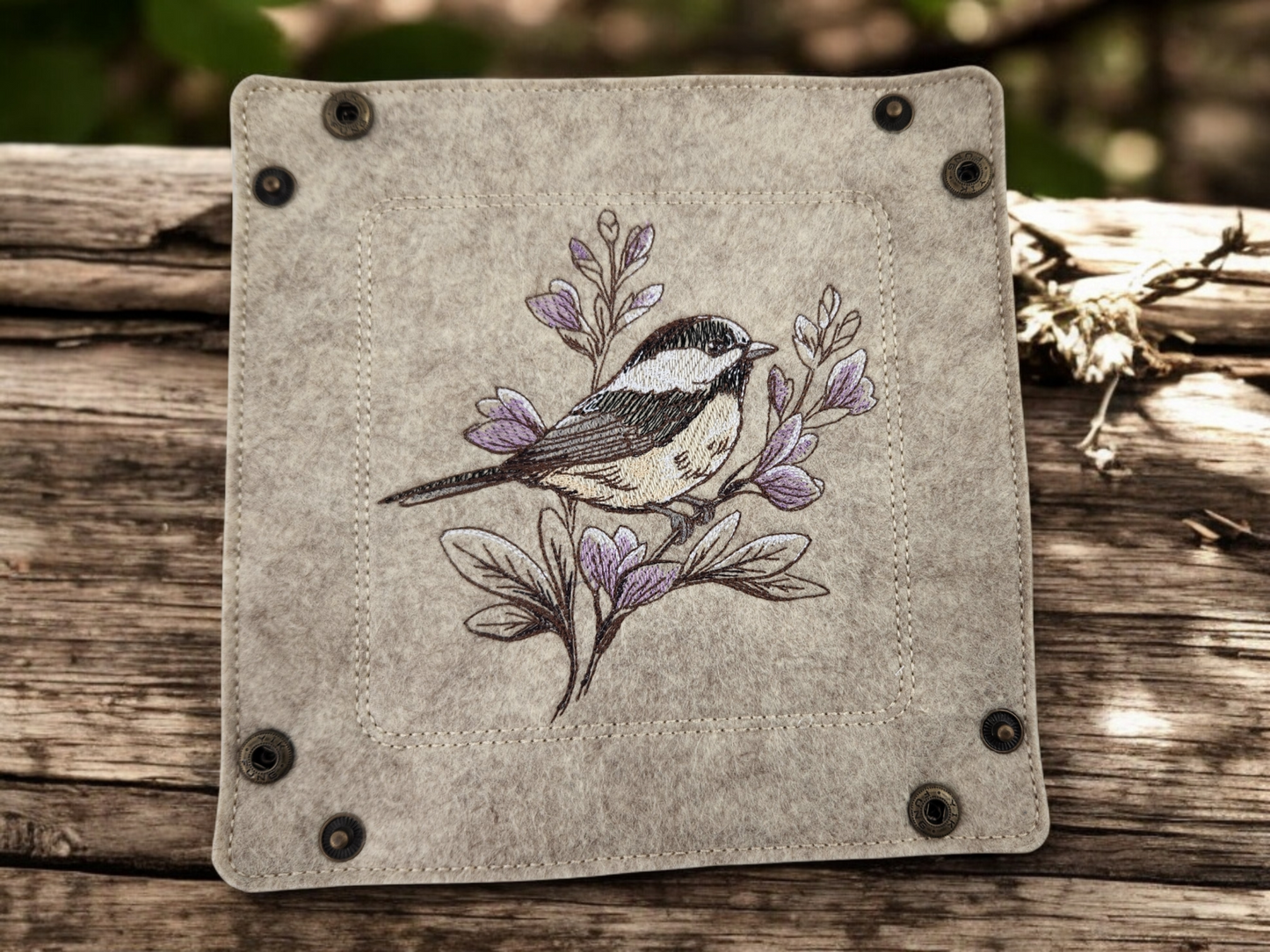 Chickadee and bloom dice tray