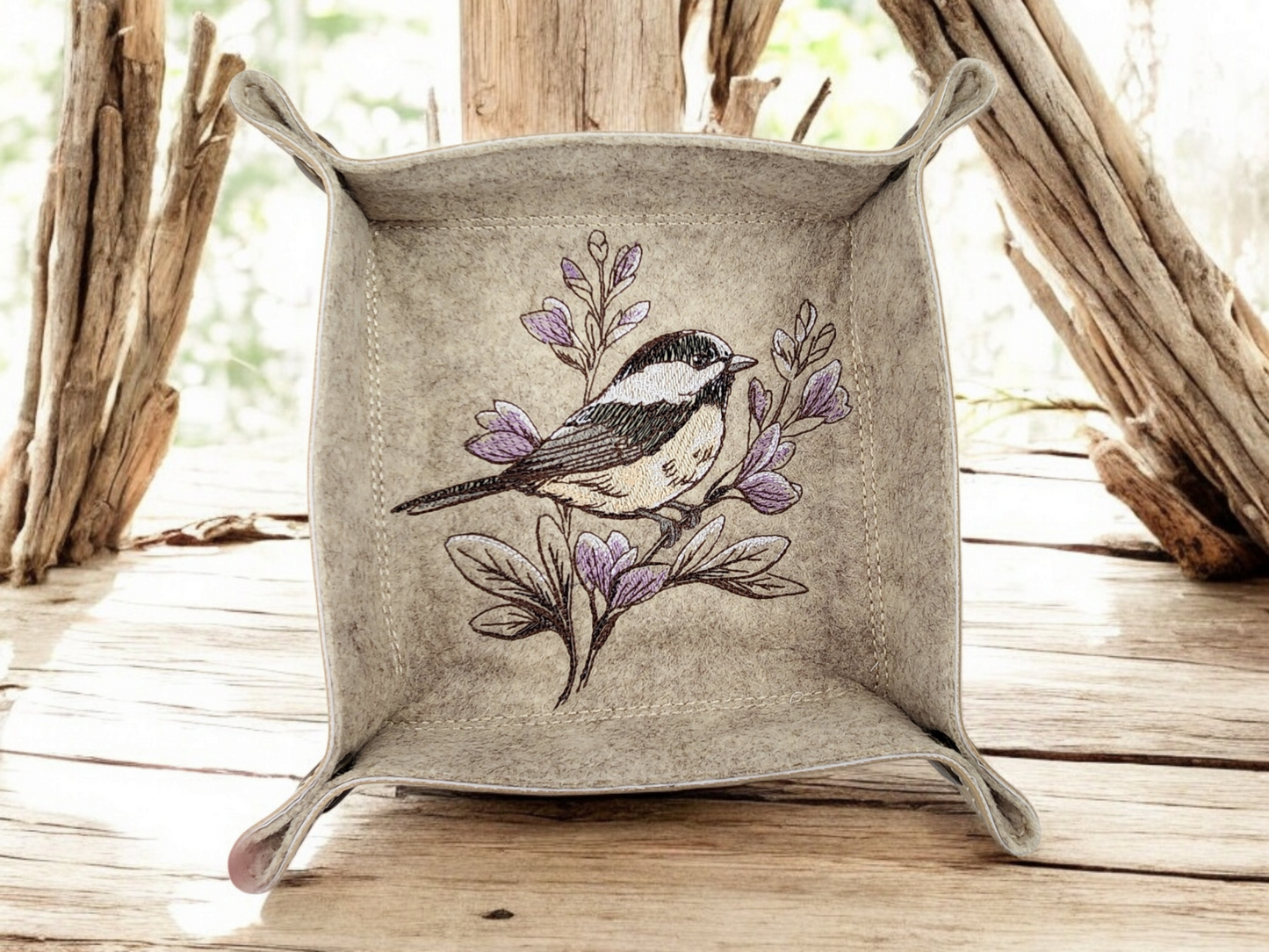 Chickadee and bloom dice tray