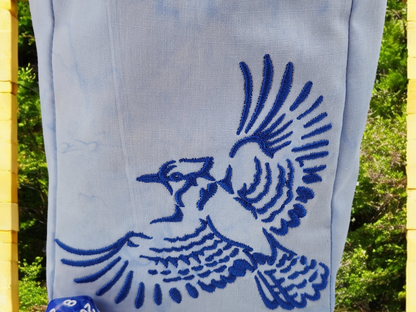 Blue Jay bird dice bag/ extra large