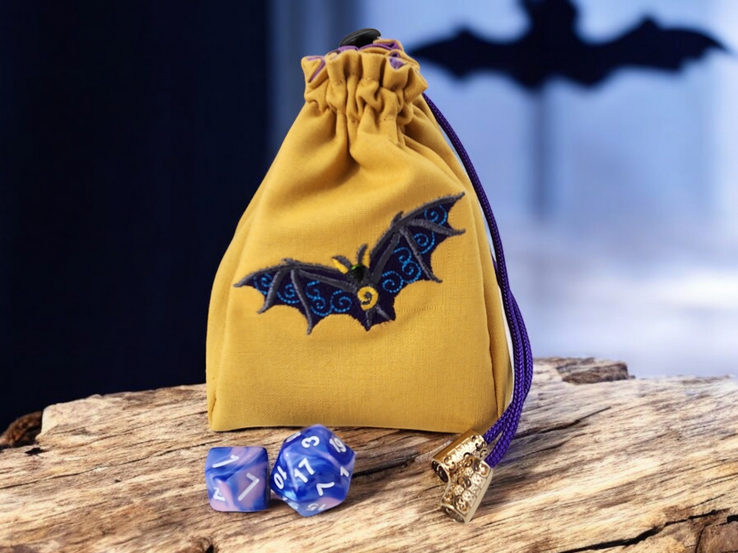 Colorful little bat dice bag