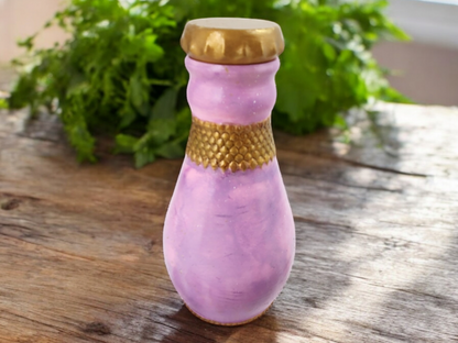 Purple and Pink potion bottle with matching dice set