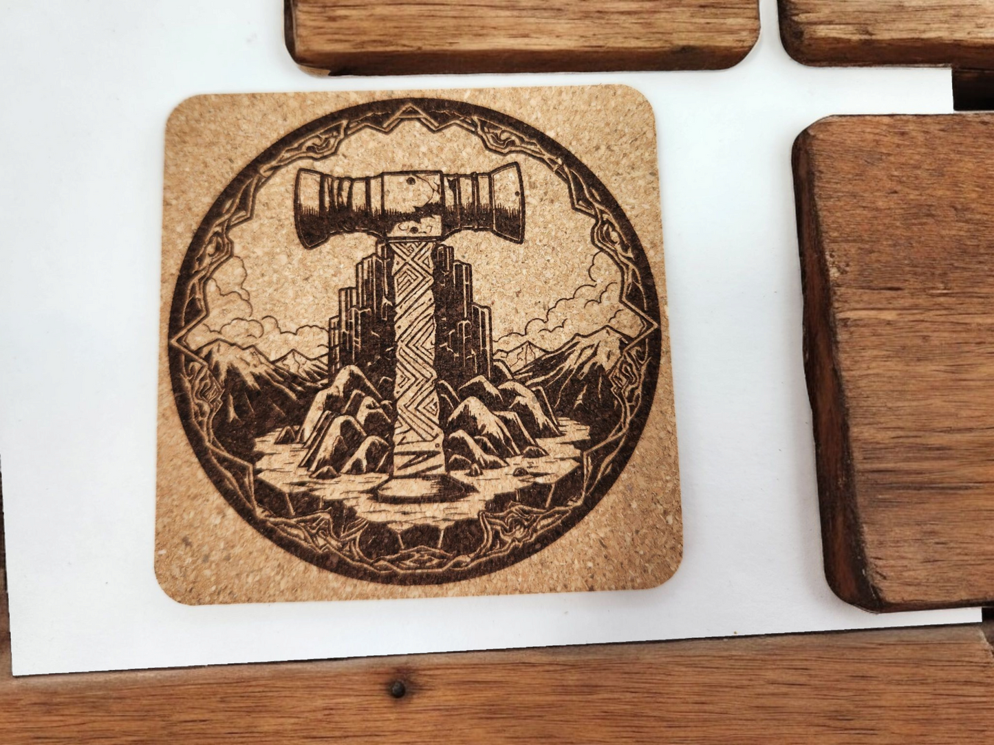 Set of 4 fantasy themed cork coasters