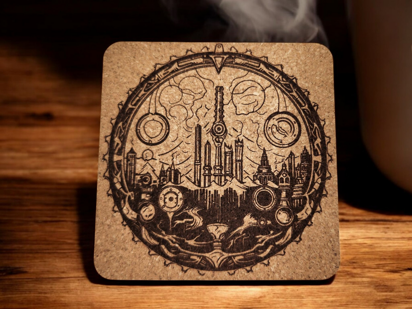 Set of 4 fantasy themed cork coasters