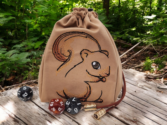 Cute squirrel dice bag/ extra large
