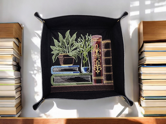 Books and plants dice tray