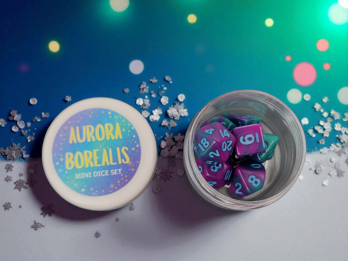 dnd mini dice set, Aurora Borealis