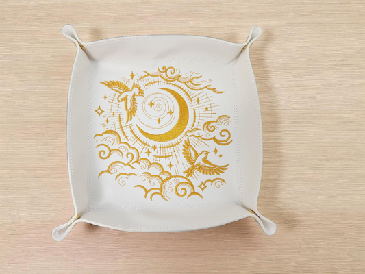 Large dice tray, celestial scene with doves